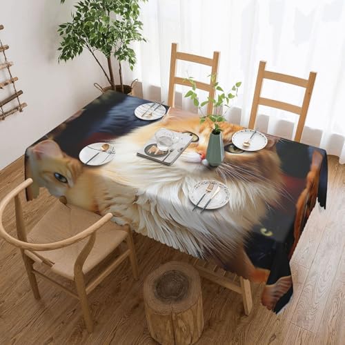PAQOLSMCKR Tischdecke, rechteckig, 137 x 182 cm, Motiv: Katzen und Tiere, wasserdicht, auslaufsicher, knitterfrei, dekorative Tischdecke für Küche, Camping PAQOLSMCKR Tischdecke, rechteckig, 137 x 182 cm, Motiv: Katzen und Tiere, wasserdicht, auslaufsicher, knitterfrei, dekorative Tischdecke für Küche, Camping von PAQOLSMCKR