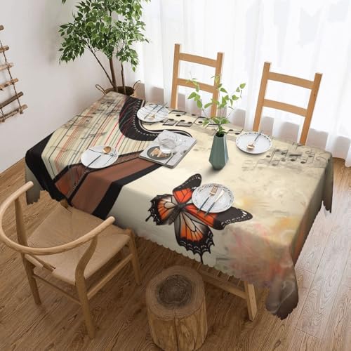 PAQOLSMCKR Tischdecke, rechteckig, 137 x 182 cm, Motiv: Schmetterling, Harfe, wasserdicht, auslaufsicher, knitterfrei, dekorative Tischdecke für Küche, Camping PAQOLSMCKR Tischdecke, rechteckig, 137 x 182 cm, Motiv: Schmetterling, Harfe, wasserdicht, auslaufsicher, knitterfrei, dekorative Tischdecke für Küche, Camping von PAQOLSMCKR