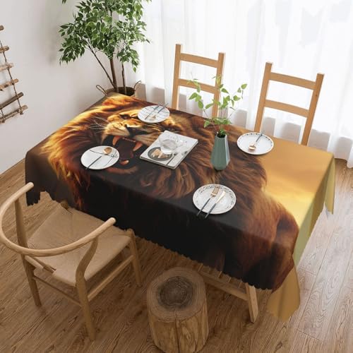 PAQOLSMCKR Tischdecke, rechteckig, 137 x 182 cm, Motiv: Wütender brüllender Löwe, Tischdecken, wasserdicht, auslaufsicher, knitterfrei, dekorative Tischdecke für Küche, Camping PAQOLSMCKR Tischdecke, rechteckig, 137 x 182 cm, Motiv: Wütender brüllender Löwe, Tischdecken, wasserdicht, auslaufsicher, knitterfrei, dekorative Tischdecke für Küche, Camping von PAQOLSMCKR
