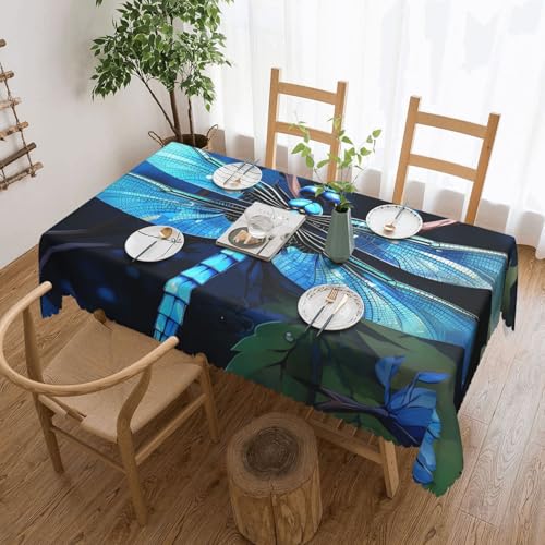 PAQOLSMCKR Tischdecke, rechteckig, 137 x 182 cm, Motiv: blaue Libellen, wasserdicht, auslaufsicher, knitterfrei, dekorative Tischdecke für Küche, Camping PAQOLSMCKR Tischdecke, rechteckig, 137 x 182 cm, Motiv: blaue Libellen, wasserdicht, auslaufsicher, knitterfrei, dekorative Tischdecke für Küche, Camping von PAQOLSMCKR