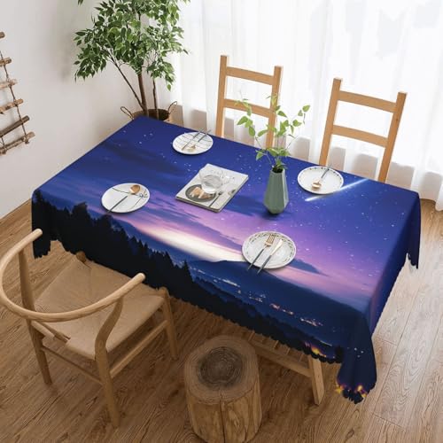 PAQOLSMCKR Tischdecke, rechteckig, 137 x 182 cm, Nachthimmel, Silhouette, wasserdicht, auslaufsicher, knitterfrei, dekorative Tischdecke für Küche, Camping PAQOLSMCKR Tischdecke, rechteckig, 137 x 182 cm, Nachthimmel, Silhouette, wasserdicht, auslaufsicher, knitterfrei, dekorative Tischdecke für Küche, Camping von PAQOLSMCKR