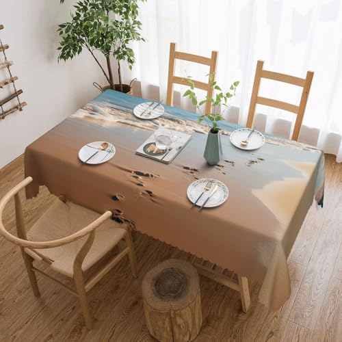 PAQOLSMCKR Tischdecke, rechteckig, 137 x 182 cm, Strand-Fußabdrücke, Tischdecke, wasserdicht, auslaufsicher, knitterfrei, dekorative Tischdecke für Küche, Camping PAQOLSMCKR Tischdecke, rechteckig, 137 x 182 cm, Strand-Fußabdrücke, Tischdecke, wasserdicht, auslaufsicher, knitterfrei, dekorative Tischdecke für Küche, Camping von PAQOLSMCKR