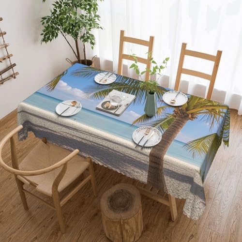 PAQOLSMCKR Tischdecke, rechteckig, 137 x 182 cm, Strandpalme, wasserdicht, auslaufsicher, knitterfrei, dekorative Tischdecke für Küche, Camping PAQOLSMCKR Tischdecke, rechteckig, 137 x 182 cm, Strandpalme, wasserdicht, auslaufsicher, knitterfrei, dekorative Tischdecke für Küche, Camping von PAQOLSMCKR
