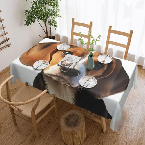 PAQOLSMCKR Tischdecke, rechteckig, 137 x 182 cm, niedlicher Beagle-Hund, Tischdecken, wasserdicht, auslaufsicher, knitterfrei, dekorative Tischdecke für Küche, Camping von PAQOLSMCKR
