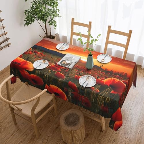PAQOLSMCKR Tischdecke, rechteckig, 137 x 182 cm, rote Mohnblumen, Tischdecken, wasserdicht, auslaufsicher, knitterfrei, dekorative Tischdecke für Küche, Camping PAQOLSMCKR Tischdecke, rechteckig, 137 x 182 cm, rote Mohnblumen, Tischdecken, wasserdicht, auslaufsicher, knitterfrei, dekorative Tischdecke für Küche, Camping von PAQOLSMCKR