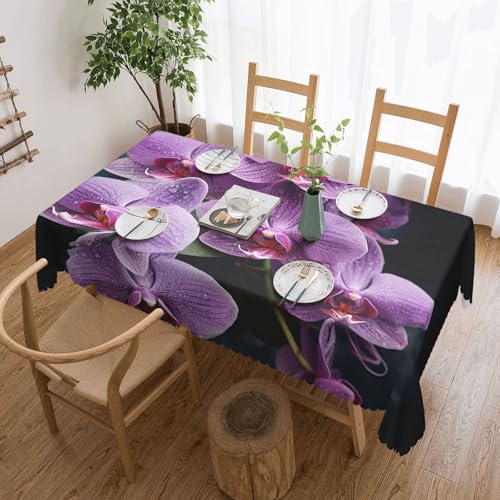 PAQOLSMCKR Tischdecke, rechteckig, 137 x 182 cm, schöne violette Orchideen, Tischdecken, wasserdicht, auslaufsicher, knitterfrei, dekorative Tischdecke für Küche, Camping PAQOLSMCKR Tischdecke, rechteckig, 137 x 182 cm, schöne violette Orchideen, Tischdecken, wasserdicht, auslaufsicher, knitterfrei, dekorative Tischdecke für Küche, Camping von PAQOLSMCKR