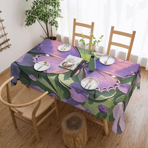 PAQOLSMCKR Tischdecke, rechteckig, 137 x 182 cm, schöne violette Schmetterlingskunst-Tischdecken, wasserdicht, auslaufsicher, knitterfrei, dekorative Tischdecke für Küche, Camping PAQOLSMCKR Tischdecke, rechteckig, 137 x 182 cm, schöne violette Schmetterlingskunst-Tischdecken, wasserdicht, auslaufsicher, knitterfrei, dekorative Tischdecke für Küche, Camping von PAQOLSMCKR
