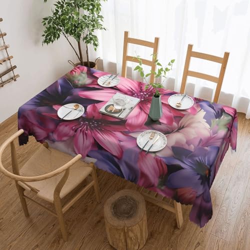 PAQOLSMCKR Tischdecke, rechteckig, 137 x 182 cm, violette Blumen, Tischdecken, wasserdicht, auslaufsicher, knitterfrei, dekorative Tischdecke für Küche, Camping PAQOLSMCKR Tischdecke, rechteckig, 137 x 182 cm, violette Blumen, Tischdecken, wasserdicht, auslaufsicher, knitterfrei, dekorative Tischdecke für Küche, Camping von PAQOLSMCKR