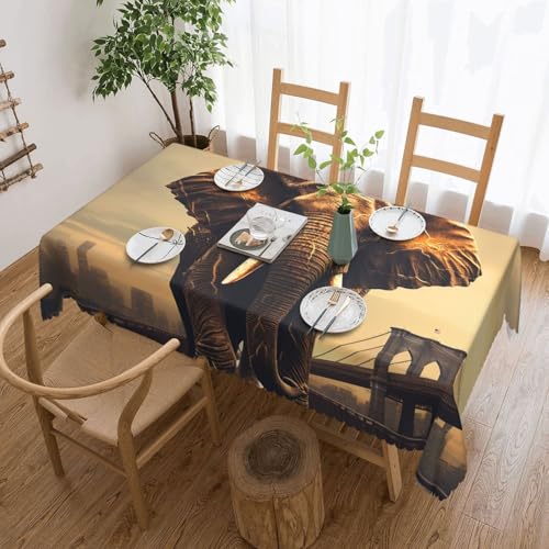 PAQOLSMCKR Tischdecke, rechteckig, Elefant auf Brücke, wasserdicht, auslaufsicher, knitterfrei, dekorative Tischdecke für Küche, Camping, 137 x 182 cm PAQOLSMCKR Tischdecke, rechteckig, Elefant auf Brücke, wasserdicht, auslaufsicher, knitterfrei, dekorative Tischdecke für Küche, Camping, 137 x 182 cm von PAQOLSMCKR