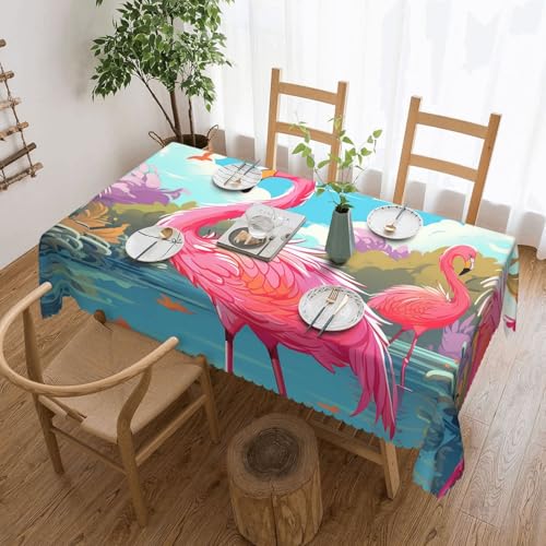 PAQOLSMCKR Tischdecke, rechteckig, Flamingo, Vogel, wasserdicht, auslaufsicher, knitterfrei, dekorative Tischdecke für Küche, Camping, 137 x 182 cm PAQOLSMCKR Tischdecke, rechteckig, Flamingo, Vogel, wasserdicht, auslaufsicher, knitterfrei, dekorative Tischdecke für Küche, Camping, 137 x 182 cm von PAQOLSMCKR