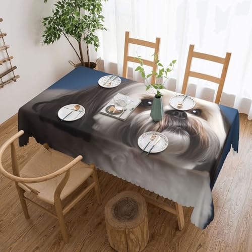 PAQOLSMCKR Tischdecke, rechteckig, Shih Tzu Hund, wasserdicht, auslaufsicher, knitterfrei, dekorative Tischdecke für Küche, Camping, 137 x 182 cm PAQOLSMCKR Tischdecke, rechteckig, Shih Tzu Hund, wasserdicht, auslaufsicher, knitterfrei, dekorative Tischdecke für Küche, Camping, 137 x 182 cm von PAQOLSMCKR