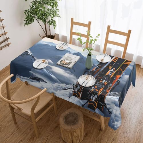 PAQOLSMCKR Tischdecke, rechteckig, Skier auf Bergen, wasserdicht, auslaufsicher, knitterfrei, dekorative Tischdecke für Küche, Camping, 137 x 182 cm PAQOLSMCKR Tischdecke, rechteckig, Skier auf Bergen, wasserdicht, auslaufsicher, knitterfrei, dekorative Tischdecke für Küche, Camping, 137 x 182 cm von PAQOLSMCKR