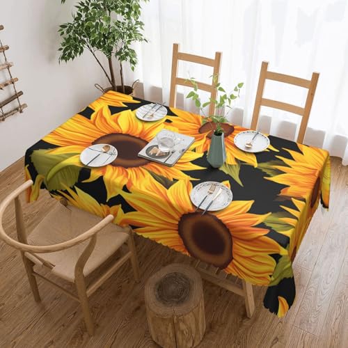 PAQOLSMCKR Tischdecke, rechteckig, Sonnenblumen, Tischdecken, wasserdicht, auslaufsicher, knitterfrei, dekorative Tischdecke für Küche, Camping, 137 x 182 cm PAQOLSMCKR Tischdecke, rechteckig, Sonnenblumen, Tischdecken, wasserdicht, auslaufsicher, knitterfrei, dekorative Tischdecke für Küche, Camping, 137 x 182 cm von PAQOLSMCKR
