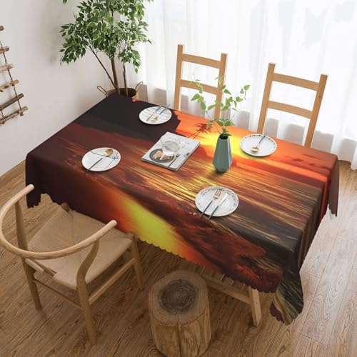 PAQOLSMCKR Tischdecke, rechteckig, Sonnenuntergang am Strand, wasserdicht, auslaufsicher, knitterfrei, dekorative Tischdecke für Küche, Camping, 137 x 182 cm PAQOLSMCKR Tischdecke, rechteckig, Sonnenuntergang am Strand, wasserdicht, auslaufsicher, knitterfrei, dekorative Tischdecke für Küche, Camping, 137 x 182 cm von PAQOLSMCKR