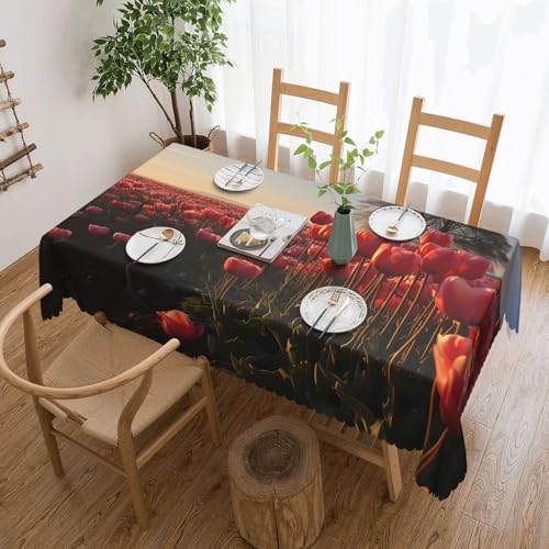 PAQOLSMCKR Tischdecke, rechteckig, Tulpen, Feld-Tischdecken, wasserdicht, auslaufsicher, knitterfrei, dekorative Tischdecke für Küche, Camping, 137 x 182 cm PAQOLSMCKR Tischdecke, rechteckig, Tulpen, Feld-Tischdecken, wasserdicht, auslaufsicher, knitterfrei, dekorative Tischdecke für Küche, Camping, 137 x 182 cm von PAQOLSMCKR