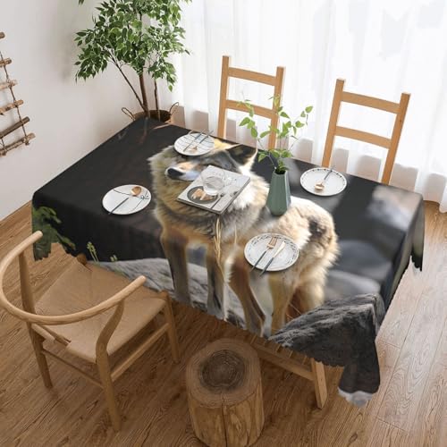 PAQOLSMCKR Tischdecke, rechteckig, Wildtiere, Wolf, wasserdicht, auslaufsicher, knitterfrei, dekorative Tischdecke für Küche, Camping, 137 x 182 cm PAQOLSMCKR Tischdecke, rechteckig, Wildtiere, Wolf, wasserdicht, auslaufsicher, knitterfrei, dekorative Tischdecke für Küche, Camping, 137 x 182 cm von PAQOLSMCKR