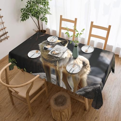 PAQOLSMCKR Tischdecke, rechteckig, Wildtiere, Wolf, wasserdicht, auslaufsicher, knitterfrei, dekorative Tischdecke für Küche, Camping, 137 x 182 cm PAQOLSMCKR Tischdecke, rechteckig, Wildtiere, Wolf, wasserdicht, auslaufsicher, knitterfrei, dekorative Tischdecke für Küche, Camping, 137 x 182 cm von PAQOLSMCKR