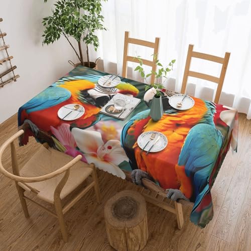 PAQOLSMCKR Tischdecke, rechteckig, tropische Pflanzen und Papageien, wasserdicht, auslaufsicher, knitterfrei, dekorative Tischdecke für Küche, Camping, 137 x 182 cm PAQOLSMCKR Tischdecke, rechteckig, tropische Pflanzen und Papageien, wasserdicht, auslaufsicher, knitterfrei, dekorative Tischdecke für Küche, Camping, 137 x 182 cm von PAQOLSMCKR