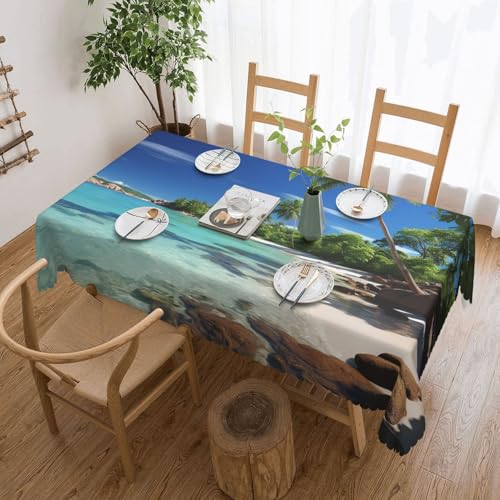 PAQOLSMCKR Tischdecke, rechteckig, tropisches Paradies, wasserdicht, auslaufsicher, knitterfrei, dekorative Tischdecke für Küche, Camping, 137 x 182 cm PAQOLSMCKR Tischdecke, rechteckig, tropisches Paradies, wasserdicht, auslaufsicher, knitterfrei, dekorative Tischdecke für Küche, Camping, 137 x 182 cm von PAQOLSMCKR