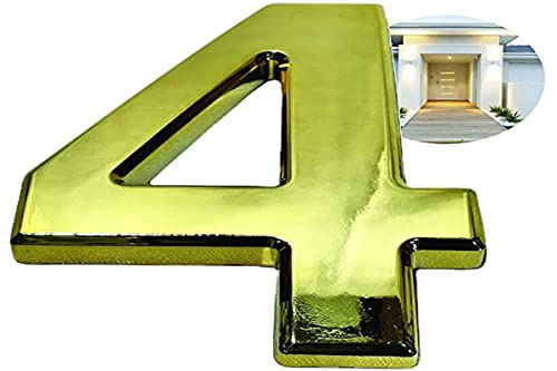PARENCE - 3D Türnummer - 10 cm - Premium Kunststoff gebürstet - Gold Glanz - Extra starker Kleber - Türnummer Straße, Haus (4, OR) PARC001 von PARENCE