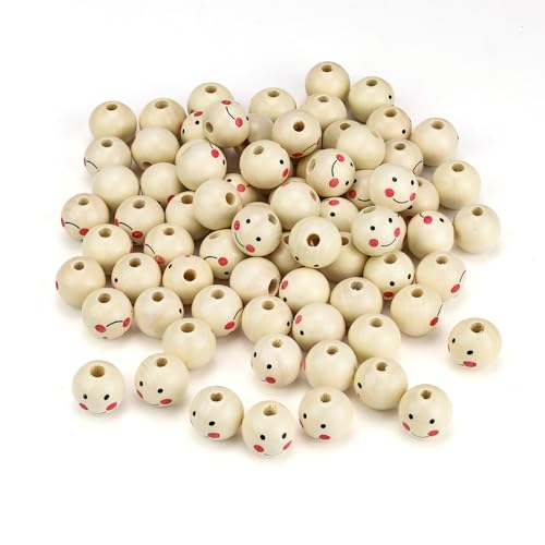 80 Stück Holzköpfe mit Gesicht, PARFCO Holzkugeln zum Basteln 20mm, Holzkugeln mit Loch für DIY Hängende Ornamente, Halskettenherstellung, Armbändern 80 Stück Holzköpfe mit Gesicht, PARFCO Holzkugeln zum Basteln 20mm, Holzkugeln mit Loch für DIY Hängende Ornamente, Halskettenherstellung, Armbändern von PARFCO