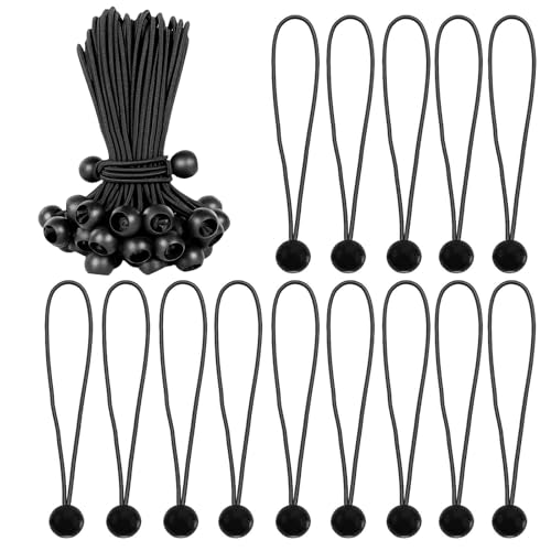 PARFCO Spanngummis mit Kugel, 50 Stück Planenspanner, 20 cm Schwarz Spanngummis, mit Kleiner Runder Kugel Sonnensegel Spanner, zur Befestigung von Planen, Bannern, Zelten von PARFCO