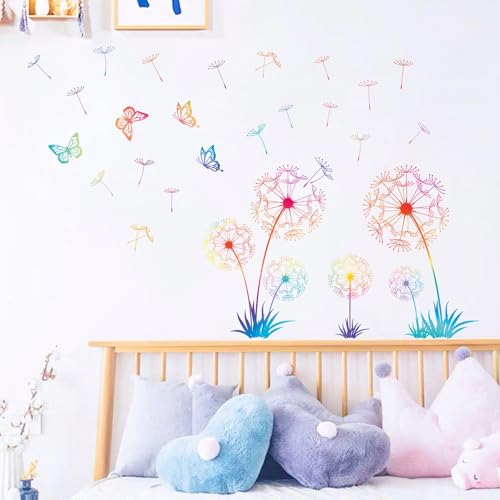 PARFCO Wandtattoo Pusteblume, 25 Stück Farbig Wandtattoo Selbstklebend, Selbstklebende Wandtattoo Blumen, Löwenzahn und Schmetterlings Wandaufkleber für Schlafzimmer, Wohnzimmer, Büro PARFCO Wandtattoo Pusteblume, 25 Stück Farbig Wandtattoo Selbstklebend, Selbstklebende Wandtattoo Blumen, Löwenzahn und Schmetterlings Wandaufkleber für Schlafzimmer, Wohnzimmer, Büro von PARFCO