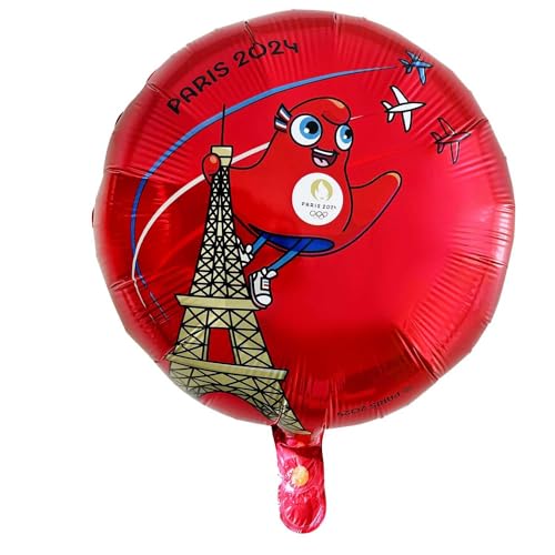 PARIS 2024 CMP, CJO80092, Folienballon, rot, Gm, 45 cm, offizielles Lizenzprodukt, Partydekorationen, zum Aufblasen mit Strohhalm oder Ballonpumpe, Sportthema, Geburtstag PARIS 2024 CMP, CJO80092, Folienballon, rot, Gm, 45 cm, offizielles Lizenzprodukt, Partydekorationen, zum Aufblasen mit Strohhalm oder Ballonpumpe, Sportthema, Geburtstag von PARIS 2024