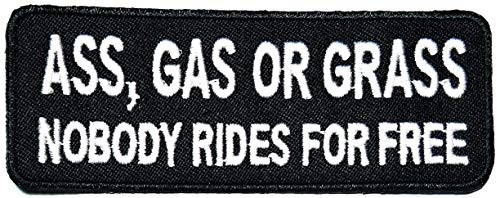 PARITA Ass, Gas or Grass Nobody Ride for Free Word Slogan Rockabilly, lustige Abzeichen zum Aufbügeln auf Stoff, Aufkleber, Kleidung, Tasche, Handwerk PARITA Ass, Gas or Grass Nobody Ride for Free Word Slogan Rockabilly, lustige Abzeichen zum Aufbügeln auf Stoff, Aufkleber, Kleidung, Tasche, Handwerk von PARITA
