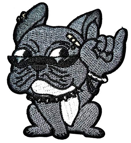 PARITA Niedliche französische Bulldogge Pitbull Punk Rock Welpe Hund Grau Cartoon DIY Nähen auf Eisen auf bestickte Applikation Patch Emblem Stoff Hut Tasche Rucksäcke Kleidung oder Belohnungsgeschenk PARITA Niedliche französische Bulldogge Pitbull Punk Rock Welpe Hund Grau Cartoon DIY Nähen auf Eisen auf bestickte Applikation Patch Emblem Stoff Hut Tasche Rucksäcke Kleidung oder Belohnungsgeschenk von PARITA