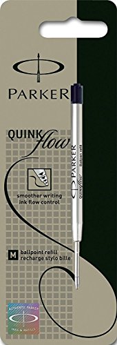 2x Parker Ersatzmine QuinkFlow (für Kugelschreiber, mittlere Strichbreite, schwarze Tinte, Einzelpackung) von PARKER