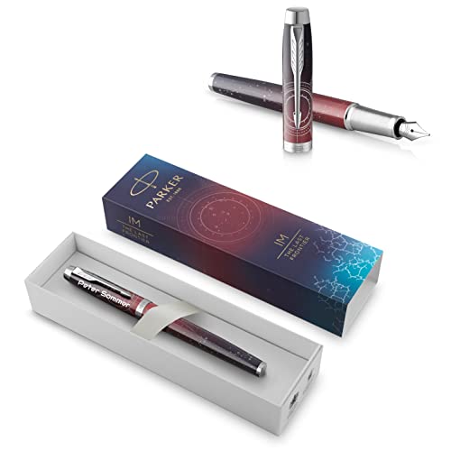 PARKER IM Premium Füllfederhalter mit Gravur | Premium Stift | Geschenkbox | blaue Tinte | personalisiertes Geschenk | Namen | graviert | Füller | Geburtstag (S.E. Portal (Red)) von PARKER