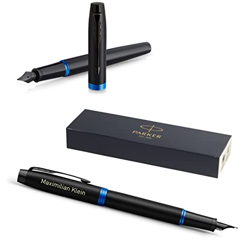 PARKER IM Vibrant Rings Füllfederhalter mit Gravur | Premium Stift | Geschenkbox | blaue Pantrone | edel | personalisiertes Geschenk | Namen | graviert | Jahrestag | Geburtstag (Blue) von PARKER