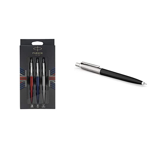 PARKER Jotter London Trio Discovery Pack: Kugelschreiber (Royal Blue), Gelstifte (Red Kensington) & Druckbleistift (Edelstahl) & BLACK BLK3C BP M.BLU BL1 von PARKER
