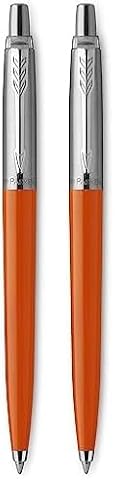 PARKER Jotter Originals Kugelschreiber | Klassisches Orange | Mittlere Spitze | Blau Tinte (Packung mit 2) von PARKER
