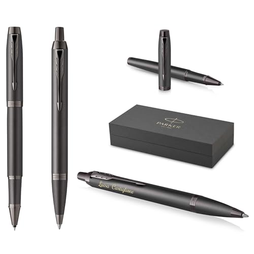 PARKER Schreibset IM Professionals Monochrome Kugelschreiber und Tintenroller mit Gravur | Premium Stift | Geschenkbox | personalisiert | graviert | Jahrestag | Geburtstag (Bronze) von PARKER