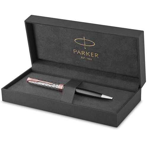 PARKER Sonnet Kugelschreiber | Premium Metal & Grey Satinierung mit Rotgoldbeschichtung | Medium Spitze mit schwarzer Tinte Nachfüllen | Geschenkbox von PARKER