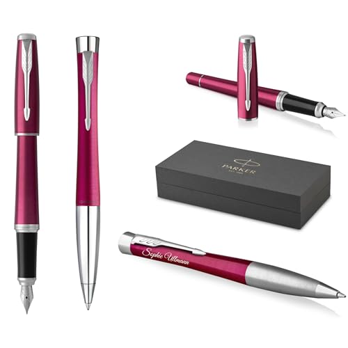 PARKER Urban Kugelschreiber und Füllfederhalter Twist mit Gravur | Premium Stift | Geschenkbox | personalisiertes Geschenk | Namen | graviert | Geburtstag (Vibrant Magenta C.C.) von PARKER