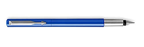 PARKER Vector Füllfederhalter, Blau mit Chromzierteilen, Federstärke M, Blaue Tinte, Geschenkbox von PARKER