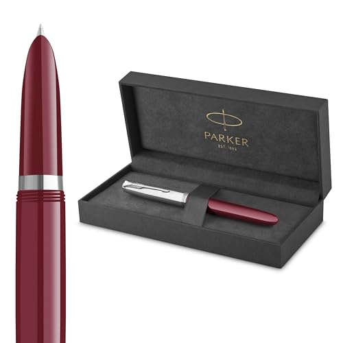 Parker 51 Füller | Burgunderroter Schaft mit Chromfarbenen Zierteilen | Füllfederhalter mit feiner Feder und Schwarzer Tintenpatrone | Geschenkbox Parker 51 Füller | Burgunderroter Schaft mit Chromfarbenen Zierteilen | Füllfederhalter mit feiner Feder und Schwarzer Tintenpatrone | Geschenkbox von PARKER