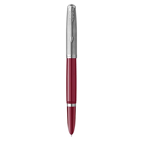 Parker 51 Füller | Burgunderroter Schaft mit chromfarbenen Zierteilen | Füllfederhalter mit mittlerer Feder und Schwarzer Tintenpatrone | Geschenkbox Parker 51 Füller | Burgunderroter Schaft mit chromfarbenen Zierteilen | Füllfederhalter mit mittlerer Feder und Schwarzer Tintenpatrone | Geschenkbox von PARKER