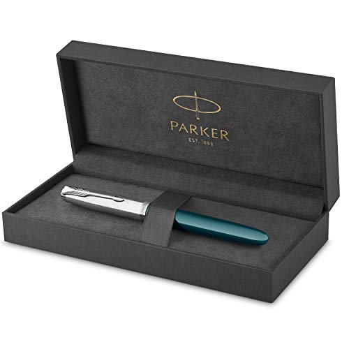 Parker 51 Füller | Petrolblauer Schaft mit Chromfarbenen Zierteilen | Füllfederhalter mit feiner Feder und schwarzer Tintenpatrone | Geschenkbox Parker 51 Füller | Petrolblauer Schaft mit Chromfarbenen Zierteilen | Füllfederhalter mit feiner Feder und schwarzer Tintenpatrone | Geschenkbox von PARKER
