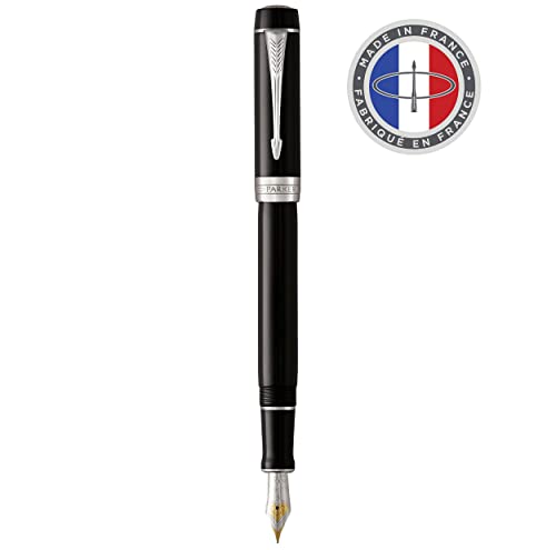 Parker Duofold Classic Füller | Schwarz mit palladium-beschichteten Zierteilen | Größe Centennial | Füllfederhalter mit mittlerer Feder aus Massivgold | schwarze Tinte und Konverter | Geschenkbox Parker Duofold Classic Füller | Schwarz mit palladium-beschichteten Zierteilen | Größe Centennial | Füllfederhalter mit mittlerer Feder aus Massivgold | schwarze Tinte und Konverter | Geschenkbox von PARKER