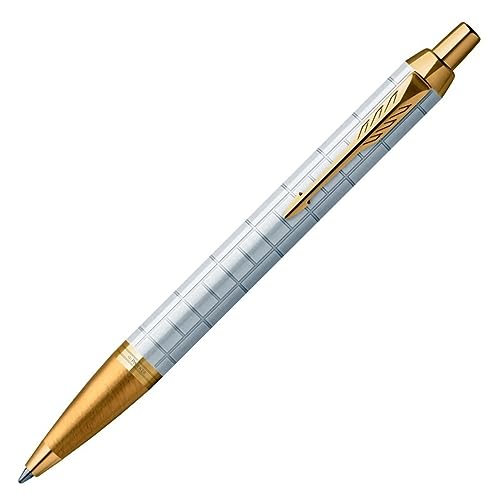 PARKER 2143643 IM Kugelschreiber | Perlfarbene Premium-Lackierung mit goldenen Zierteilen | Mittlere Schreibspitze mit blauer Nachfüllmine | Geschenkbox von PARKER