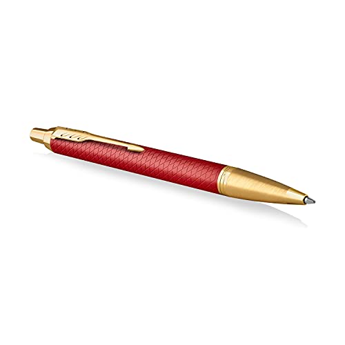 Parker IM Kugelschreiber | Rote Premiumlackierung mit goldenen Zierteilen | Mittlere Schreibspitze mit blauer Nachfüllmine | Geschenkbox von PARKER