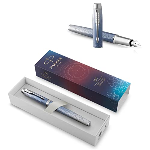 PARKER IM Premium Füllfederhalter mit Gravur | Premium Stift | Geschenkbox | blaue Tinte | personalisiertes Geschenk | Namen | graviert | Füller | Geburtstag (S.E. Polar (Silver)) von PARKER