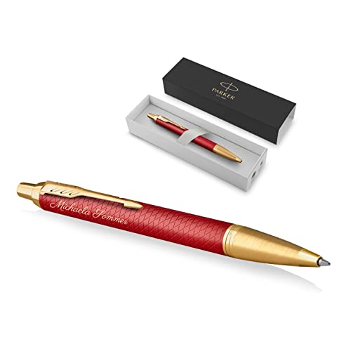 PARKER IM Premium Kugelschreiber mit Gravur | Premium Stift | Geschenkbox | blaue Tinte | edel | personalisiertes Geschenk | Namen | graviert | Jahrestag | Geburtstag (Red G.C.) von PARKER