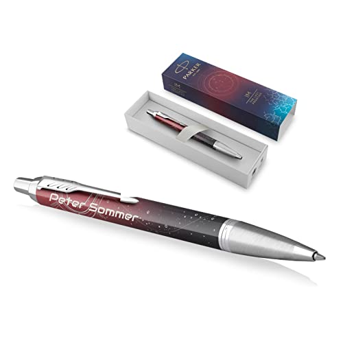 PARKER IM Premium Kugelschreiber mit Gravur | Premium Stift | Geschenkbox | blaue Tinte | edel | personalisiertes Geschenk | Namen | graviert | Jahrestag | Geburtstag (S.E. Portal (Red)) von PARKER