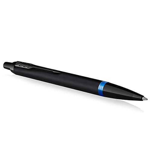 Parker IM Vibrant Rings Kugelschreiber - satinschwarzer Lack mit marineblauen Akzenten - mittlere Spitze mit blauer Ersatzmine - Geschenkbox von PARKER