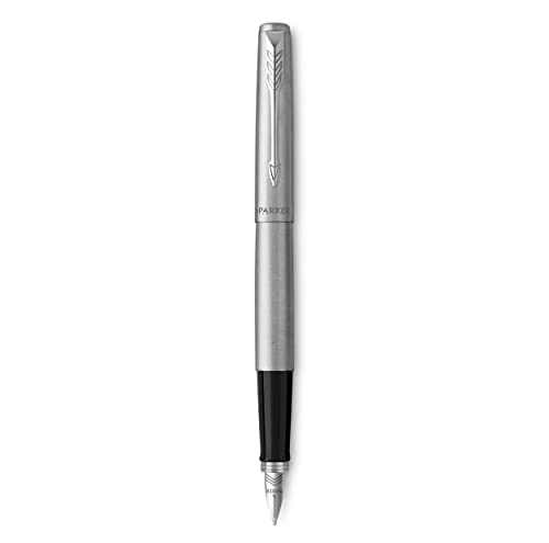 Parker Jotter Füller | Edelstahlschaft mit Chromzierteilen | Füllfederhalter mit mittlerer Feder | Schulsachen und bürobedarf | blaue Tinte | Geschenkbox Parker Jotter Füller | Edelstahlschaft mit Chromzierteilen | Füllfederhalter mit mittlerer Feder | Schulsachen und bürobedarf | blaue Tinte | Geschenkbox von PARKER